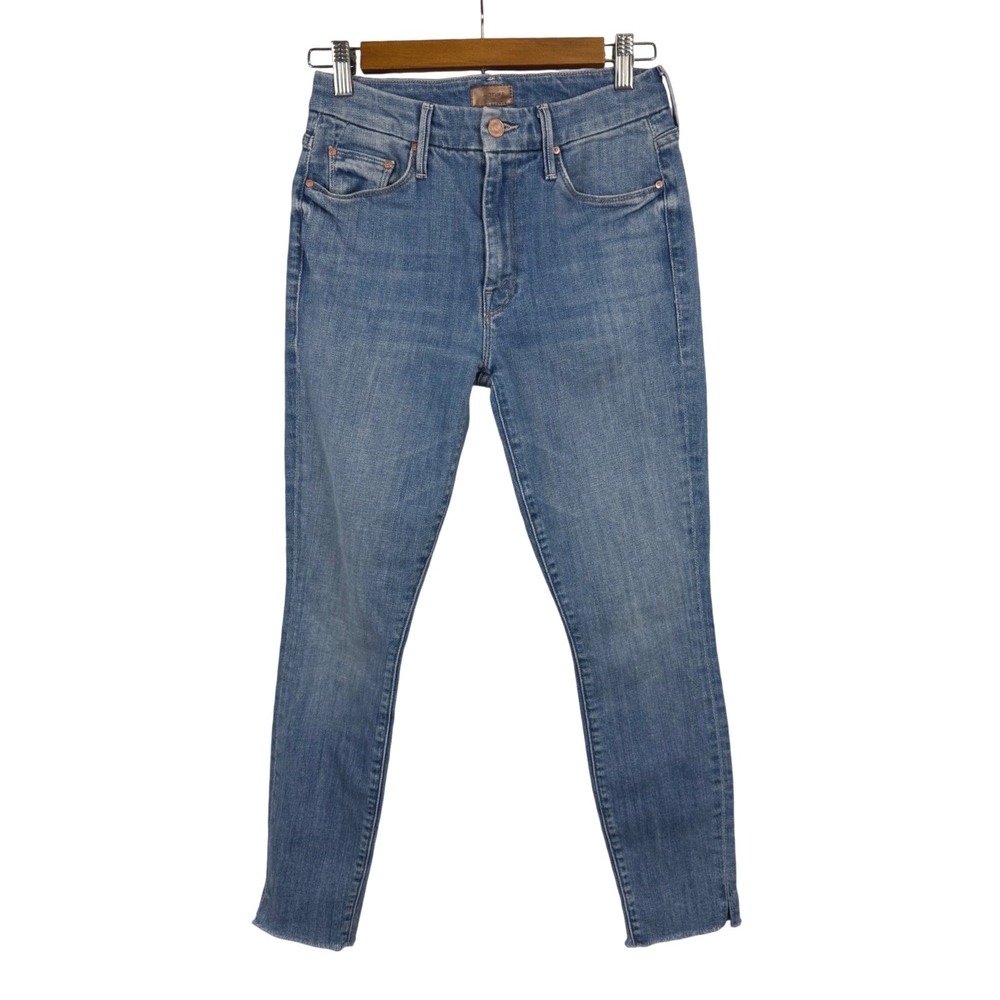 MOTHER The Looker Snippet Jeans‎ in Beginner's Luck Frayed Hem Blue Wash Size 27